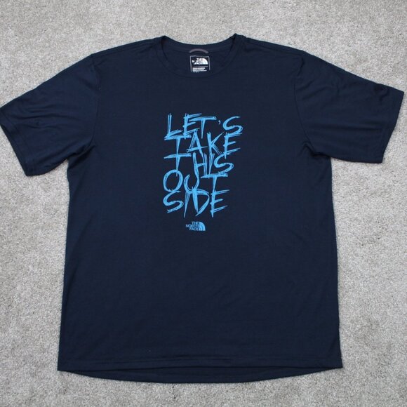 The North Face Shirt Adult Medium Blue Graphic Print Short Sleeve Pullover TNF - Picture 1 of 14